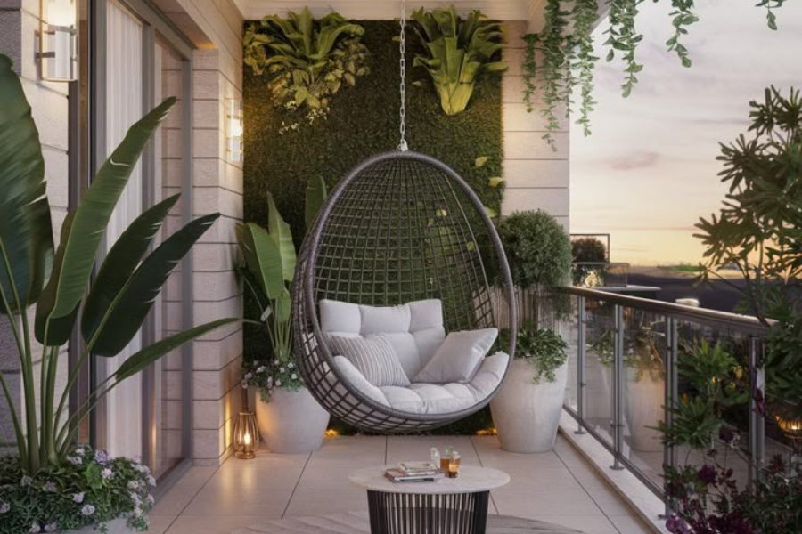 rooftop rumah dengan ayunan